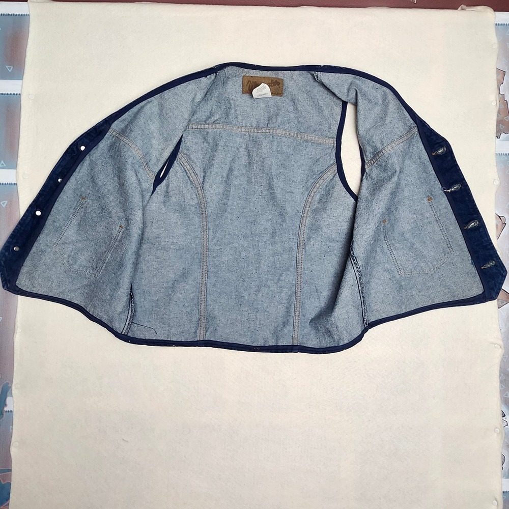 Vintage Wrangler Denim Vest Mens Large 45 USA 90s Western Cowboy Indie Workwear - Picture 5 of 7